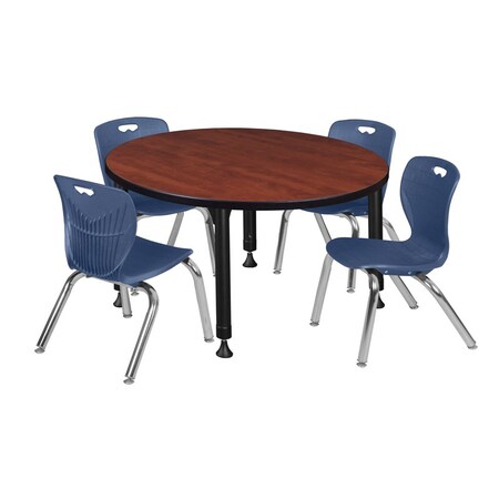 Regency Tables > Height Adjustable > Round Table & Chair Sets, 42 W, 42 L, 23-34 H, Cherry TB42RNDCHAPBK45NV